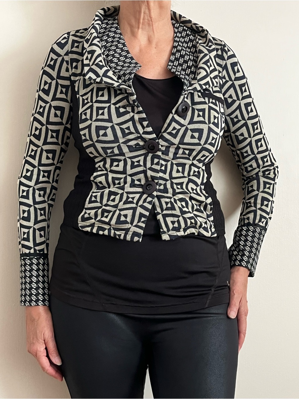 Anac Black & Cream Geometric Blazer